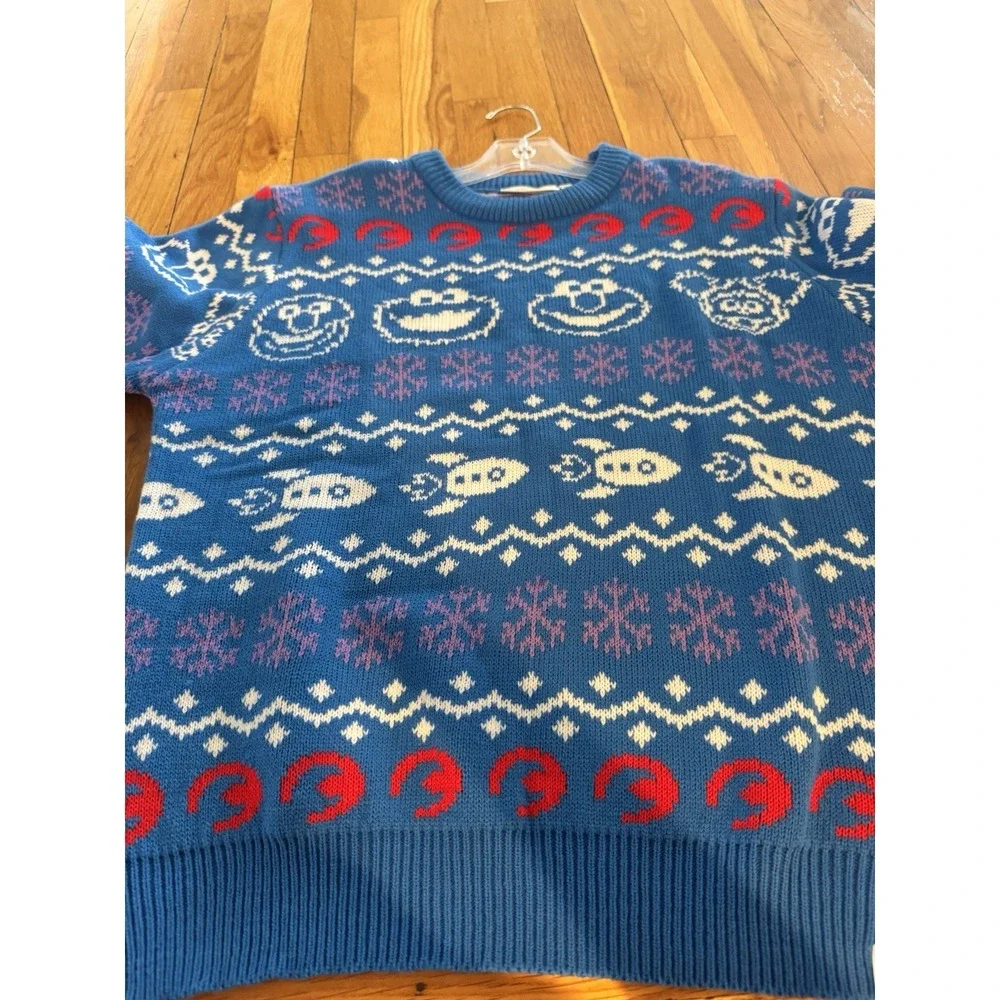Roody Elmo Mark Rober Merry Giftmas Netflix Promo Sweater Adult M Sesame Street